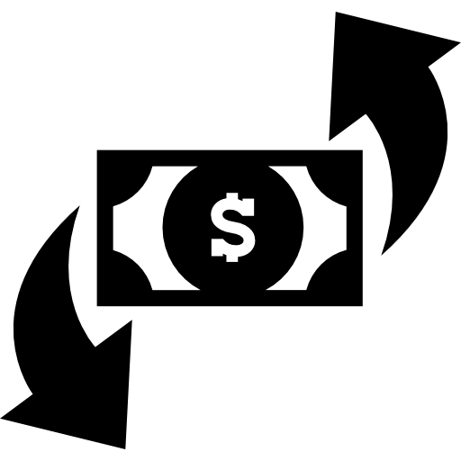 Dollars money bill with two rotating arrows business symbol